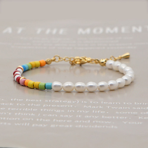 Casual Vacation Multicolor Stainless Steel Beaded Bracelets