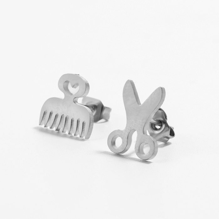 Boucles d'oreilles simples de forme géométrique en acier inoxydable, vente en gros