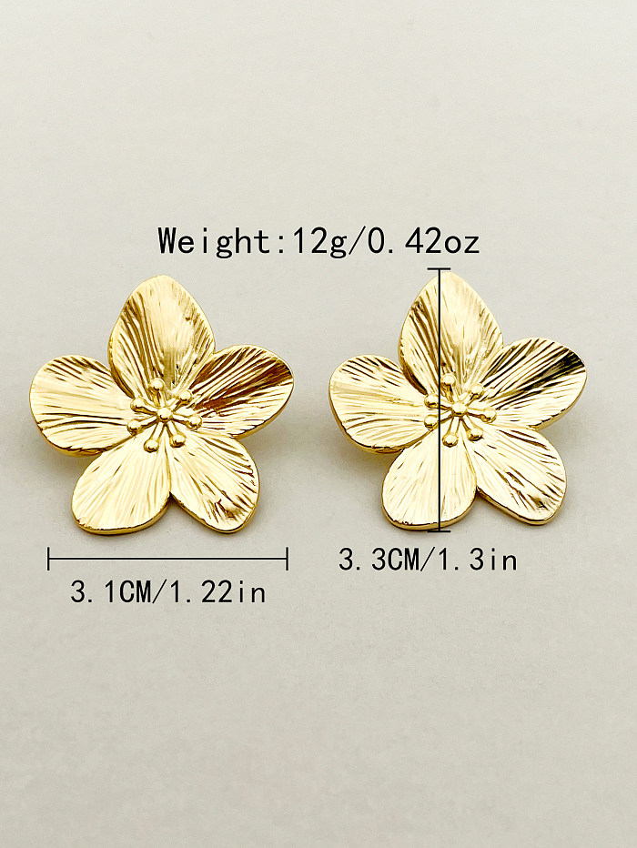 1 Pair Casual Cute Sweet Flower Stainless Steel  Polishing Plating Gold Plated Ear Studs