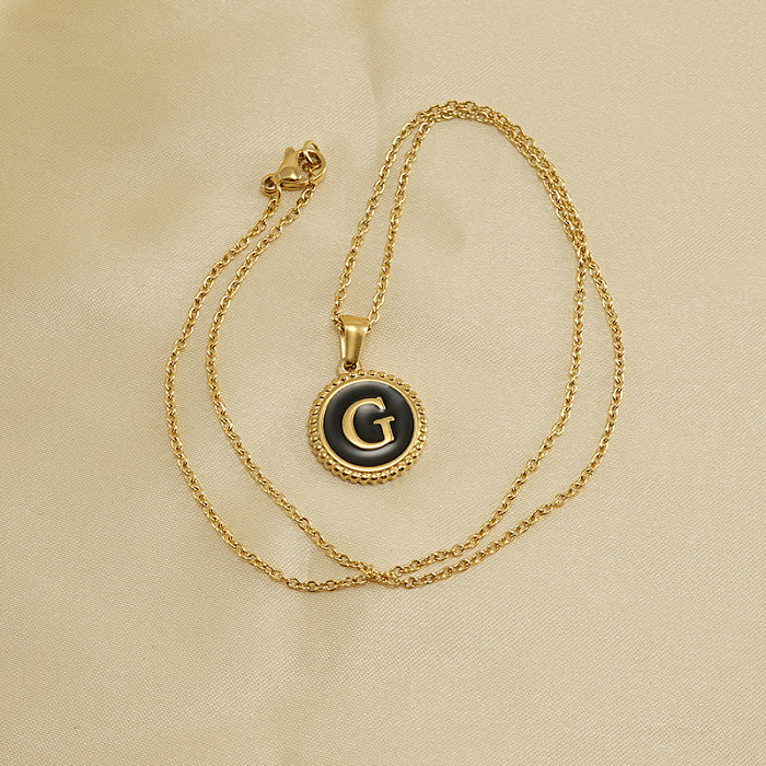 1 Stück modische Halskette mit Buchstaben-Anhänger aus Edelstahl mit Emaille-Beschichtung