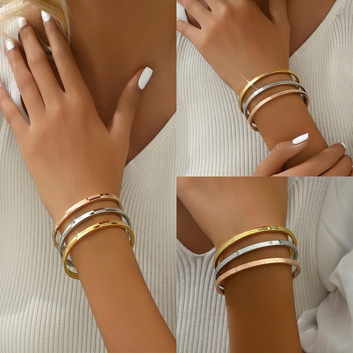 Bracelet en acier inoxydable de couleur unie, style simple et décontracté, vente en gros