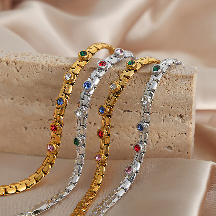 Großhandel Armbänder im französischen Stil mit süßer geometrischer Titanstahlbeschichtung und 18 Karat vergoldet