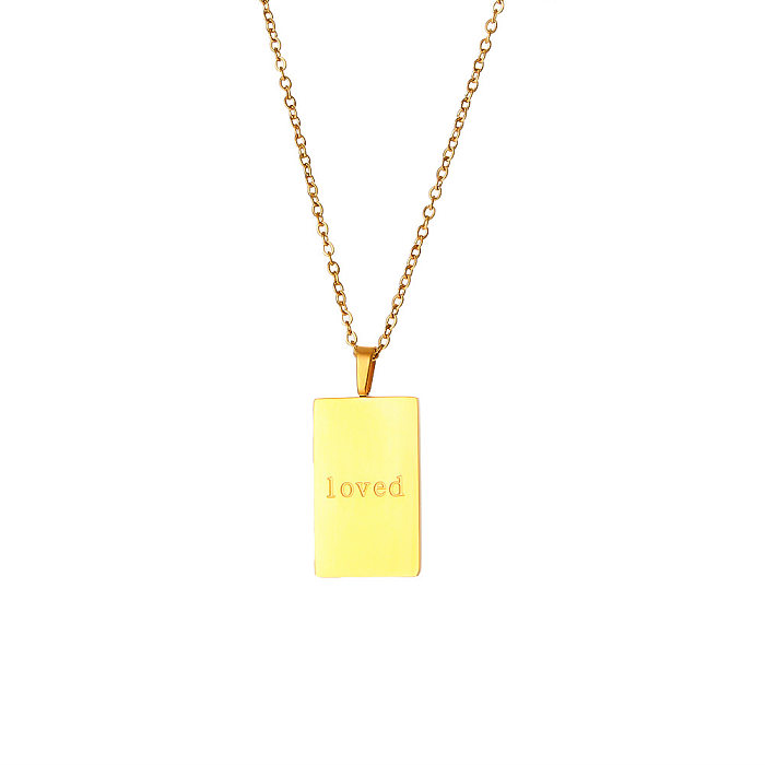 Retro Letter Square Stainless Steel  Necklace Plating Stainless Steel  Necklaces