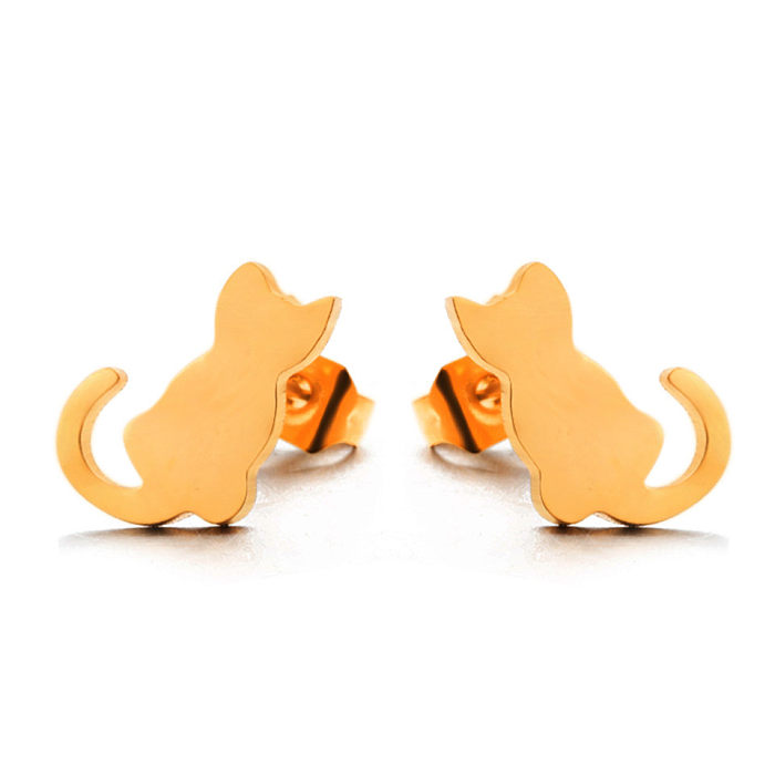 Simple Animal Kitten Alloy Earrings Wholesale