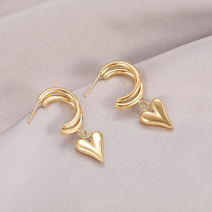 Fashion Heart Shape Stainless Steel Plating Earrings 1 Pair