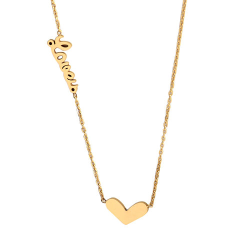 Sweet Heart Shape Stainless Steel Plating Pendant Necklace 1 Piece
