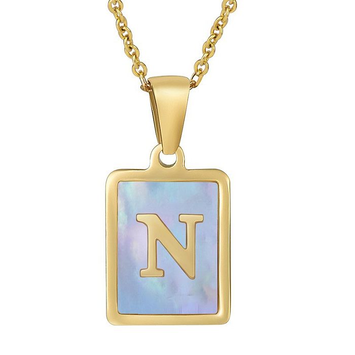 Fashion Letter Stainless Steel  Plating Inlay Shell Pendant Necklace 1 Piece