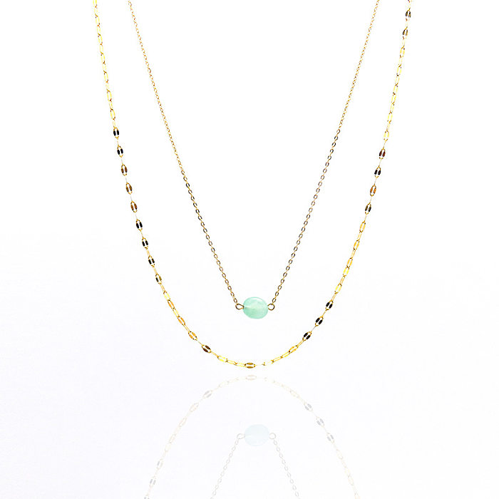 Modern Style Simple Style Geometric Natural Stone Stainless Steel Plating Layered Necklaces