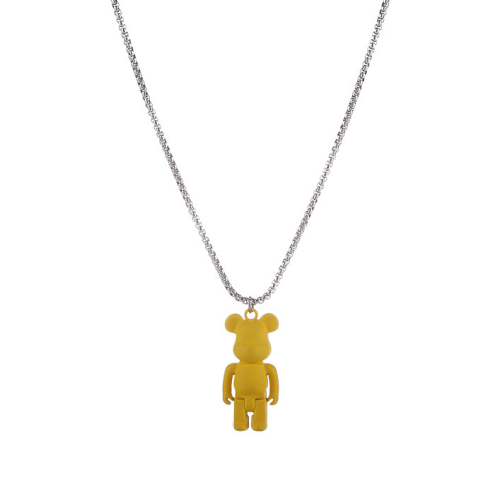 Cute Bear Stainless Steel Stoving Varnish Pendant Necklace 1 Piece