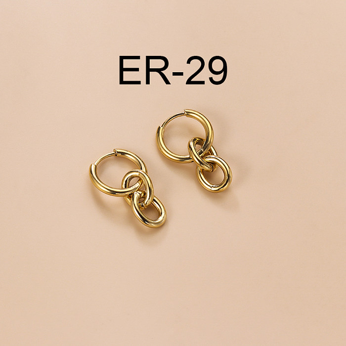 Fashion Cross Devil'S Eye Heart Shape Stainless Steel  Butterfly Gold Plated Artificial Pearls Rhinestones Dangling Earrings 1 Pair