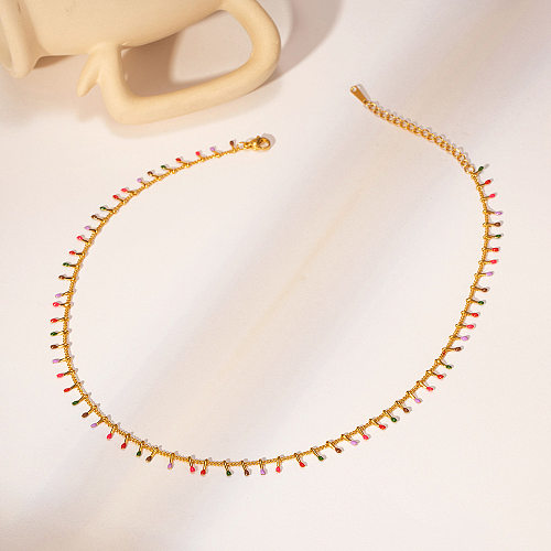 Retro-runde Edelstahl-Patchwork-Halskette aus Edelstahl
