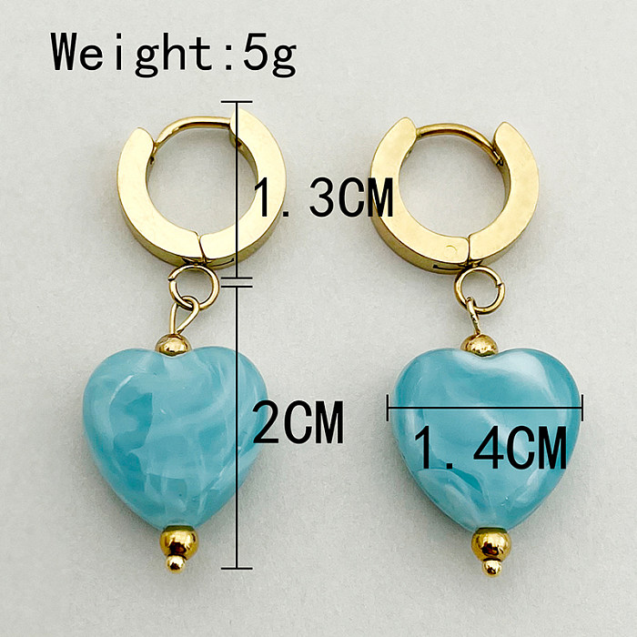 1 Pair Sweet Heart Shape Plating Stainless Steel  Gold Plated Drop Earrings