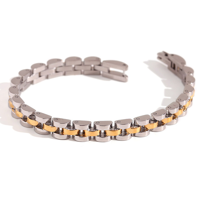 Basic Simple Style Classic Style Solid Color Stainless Steel 18K Gold Plated Bracelets In Bulk