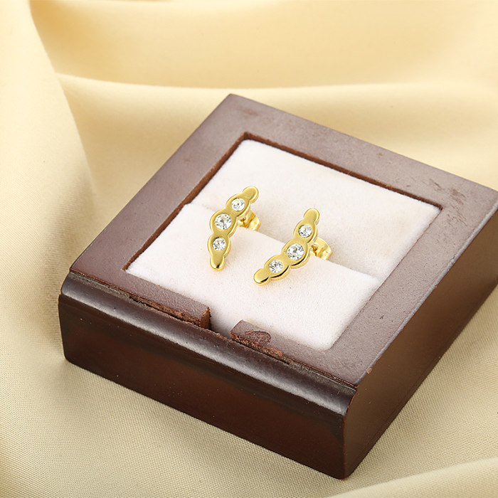 1 Pair Simple Style Geometric Plating Inlay Stainless Steel  Zircon 18K Gold Plated Ear Studs