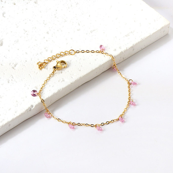 Classical Vintage Style Geometric Stainless Steel Plating Inlay Artificial Diamond Gold Plated Bracelets