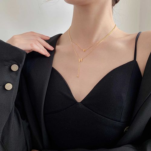 Simple Style Letter Stainless Steel Plating 18K Gold Plated Layered Necklaces