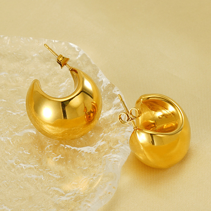 1 Pair Elegant Water Droplets Polishing Plating Stainless Steel  18K Gold Plated Ear Studs