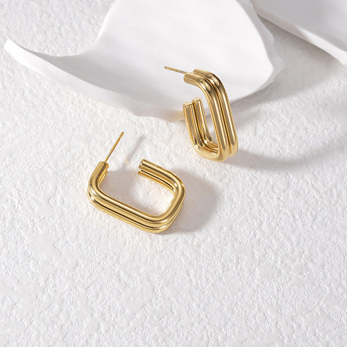 1 Pair Simple Style Classic Style U Shape Plating Stainless Steel  18K Gold Plated Ear Studs