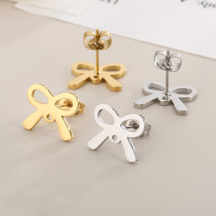 1 Pair Simple Style Solid Color Plating Stainless Steel  Gold Plated Ear Studs