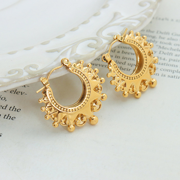 1 Pair Simple Style Solid Color Plating Stainless Steel 18K Gold Plated Earrings