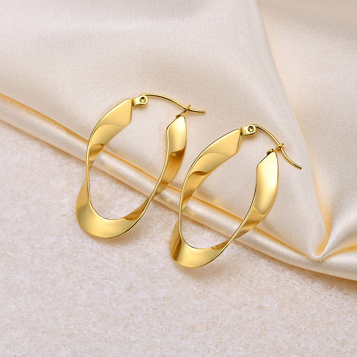 1 Pair Simple Style Solid Color Plating Stainless Steel  Gold Plated Earrings