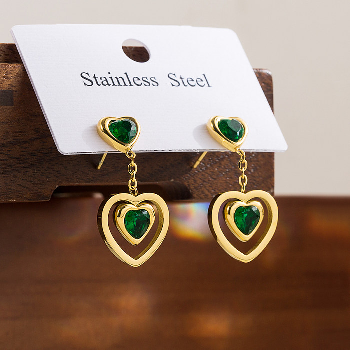 1 Pair IG Style Elegant Sweet Heart Shape Plating Stainless Steel  18K Gold Plated Ear Studs