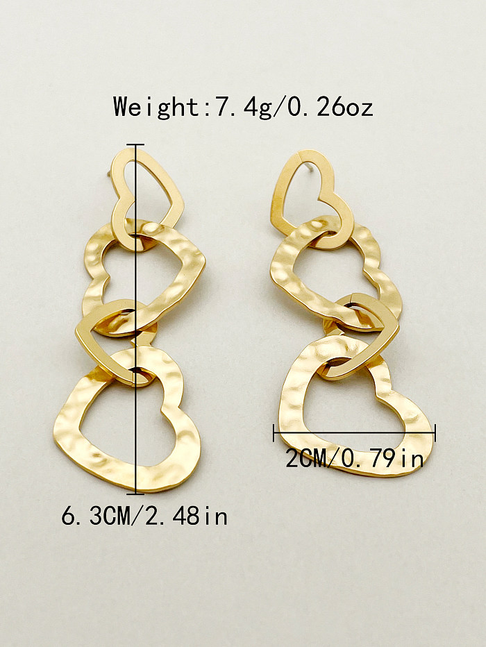 1 Pair Casual Romantic Simple Style Heart Shape Polishing Plating Stainless Steel  Gold Plated Drop Earrings