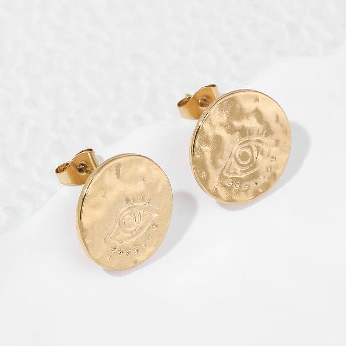 1 Pair Classical Luxurious Solid Color Plating Stainless Steel  18K Gold Plated Ear Studs