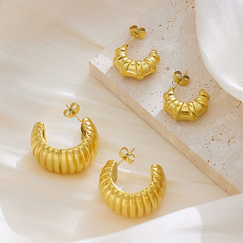 1 Pair Vintage Style C Shape Stainless Steel Plating Gold Plated Ear Studs