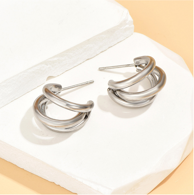 1 Piece Simple Style C Shape Stainless Steel Ear Studs