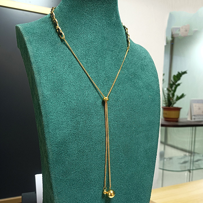 Casual Elegant Glam Round Stainless Steel Plating 18K Gold Plated Necklace