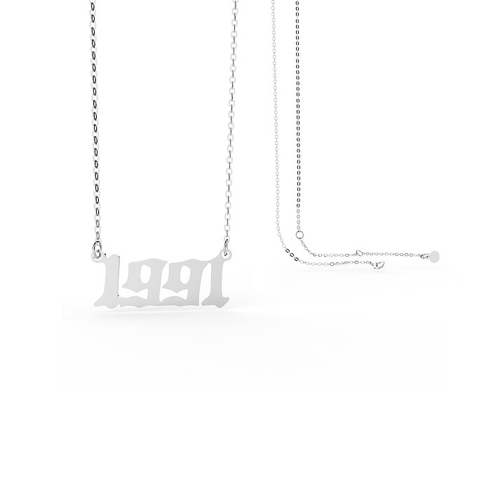 Retro-Edelstahl-Halskette mit 28-Jahres-Zahlen