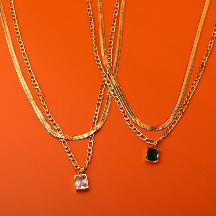 Casual Simple Style Color Block Stainless Steel Plating 18K Gold Plated Pendant Necklace