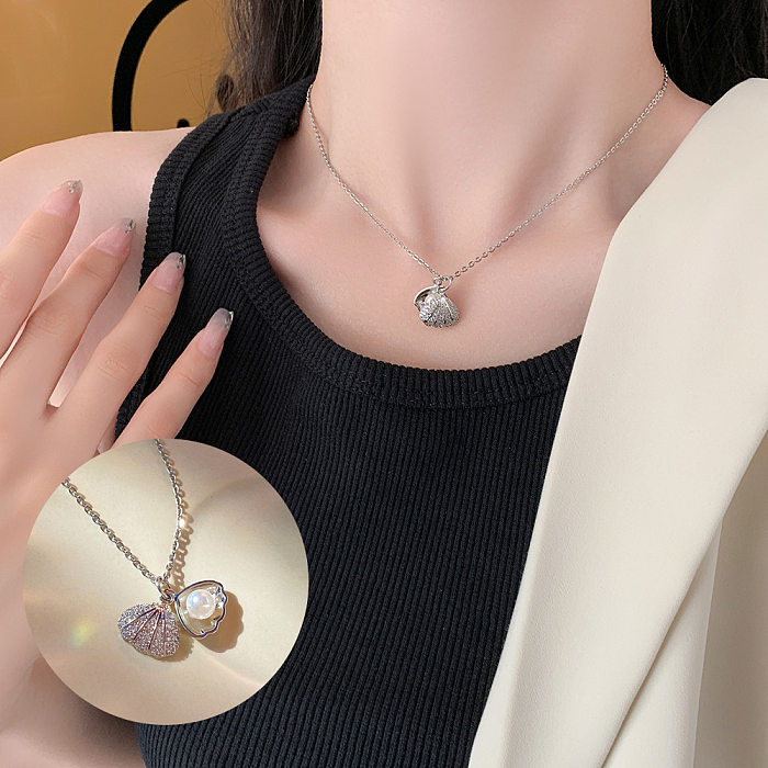 Fashion Letter Universe Stainless Steel Rhinestones Pendant Necklace