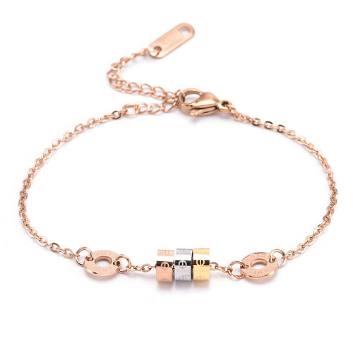 Elegant Simple Style Round Titanium Steel Bracelets
