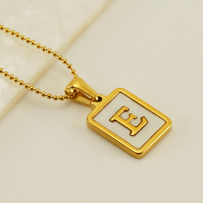 Colar com pingente banhado a ouro 18K com letras casuais estilo francês em aço inoxidável