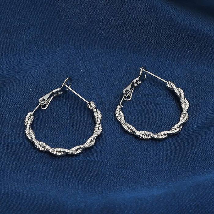 1 Pair Casual Simple Style Twist Stainless Steel  Earrings