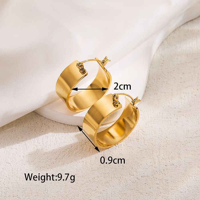 1 Pair IG Style Basic Cool Style Solid Color Plating Stainless Steel  18K Gold Plated Earrings Ear Studs