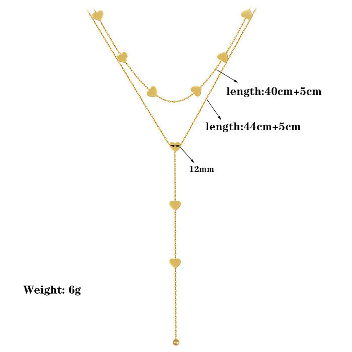 Casual Heart Shape Stainless Steel Plating Layered Necklaces