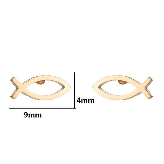 1 Pair Simple Style Fish Stainless Steel  Ear Studs