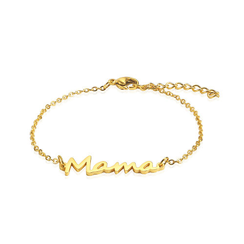 Bracelet en acier et titane plaqué or avec lettres anglaises simples, bijoux, vente en gros