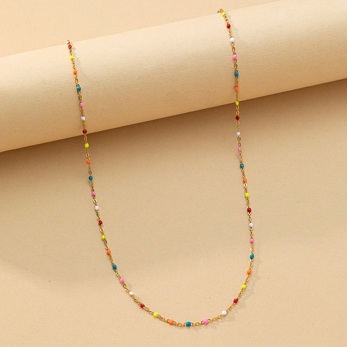Shiny Solid Color Stainless Steel  Chain Necklace