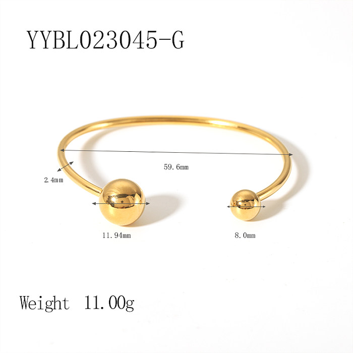 Wholesale IG Style Simple Style Solid Color Stainless Steel Plating 18K Gold Plated Bangle