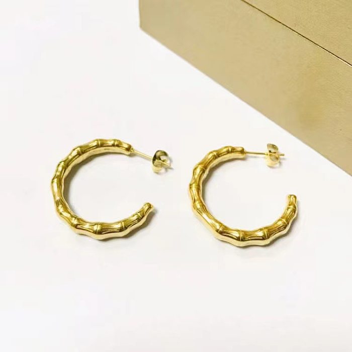 1 Pair Retro C Shape Solid Color Stainless Steel  Plating Ear Studs