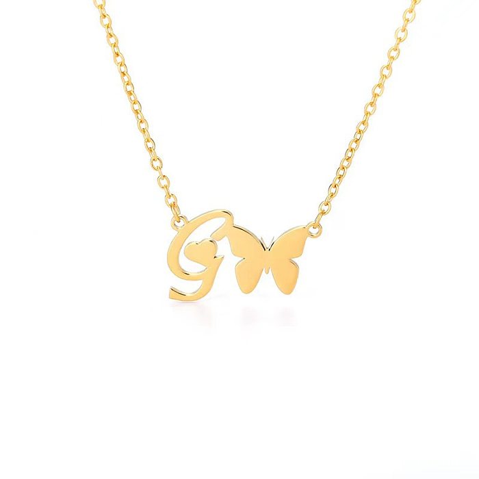 Simple Style Letter Stainless Steel  Stainless Steel Plating Gold Plated Pendant Necklace