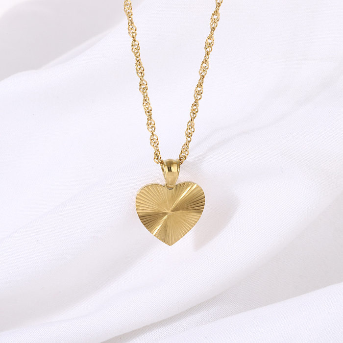 Simple Style Heart Shape Stainless Steel  Necklace Plating Stainless Steel  Necklaces