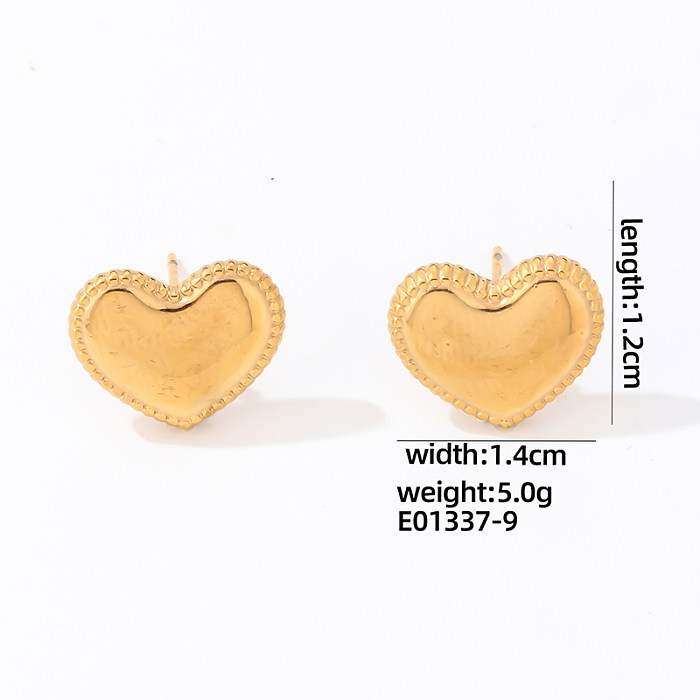 1 par bonito estilo simples forma de coração polimento chapeamento de aço inoxidável banhado a ouro branco brincos de orelha banhados a ouro