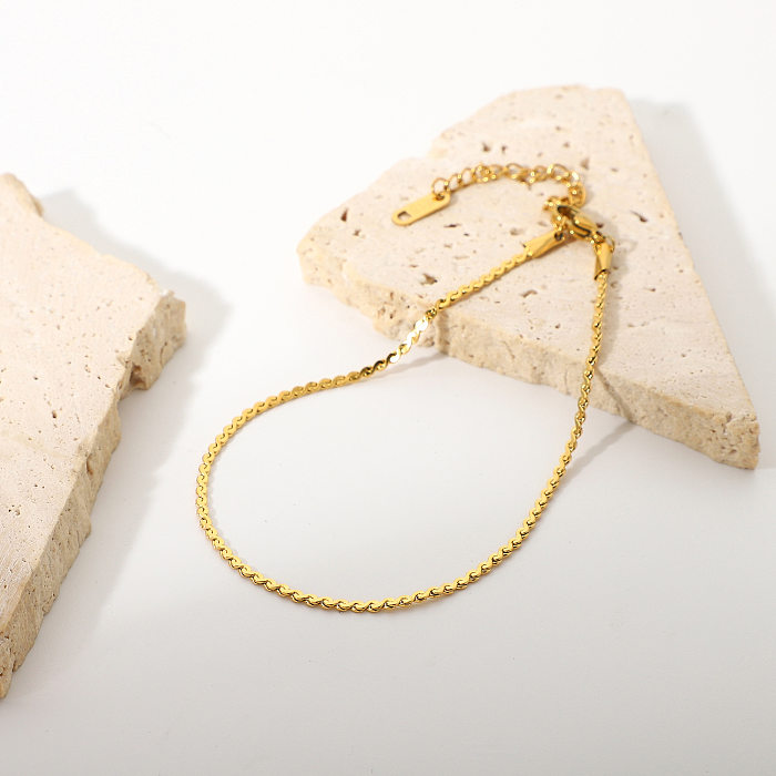 INS نمط الأزياء سلسلة مجوهرات على شكل S شقة قابلة للطي سوار خلخال 18K مطلية بالذهب الفولاذ المقاوم للصدأ قلادة