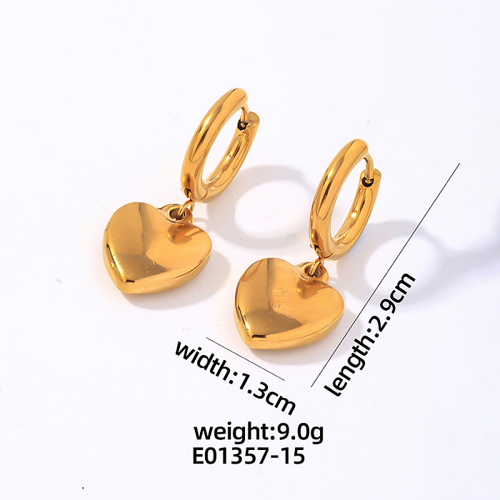1 Paar Hip-Hop-Ohrringe im Vintage-Stil, Herzform, polierter Edelstahl, vergoldet, versilbert