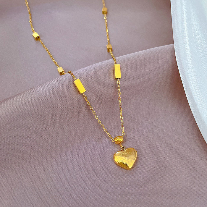 Elegant Letter Heart Shape Stainless Steel Plating Pendant Necklace
